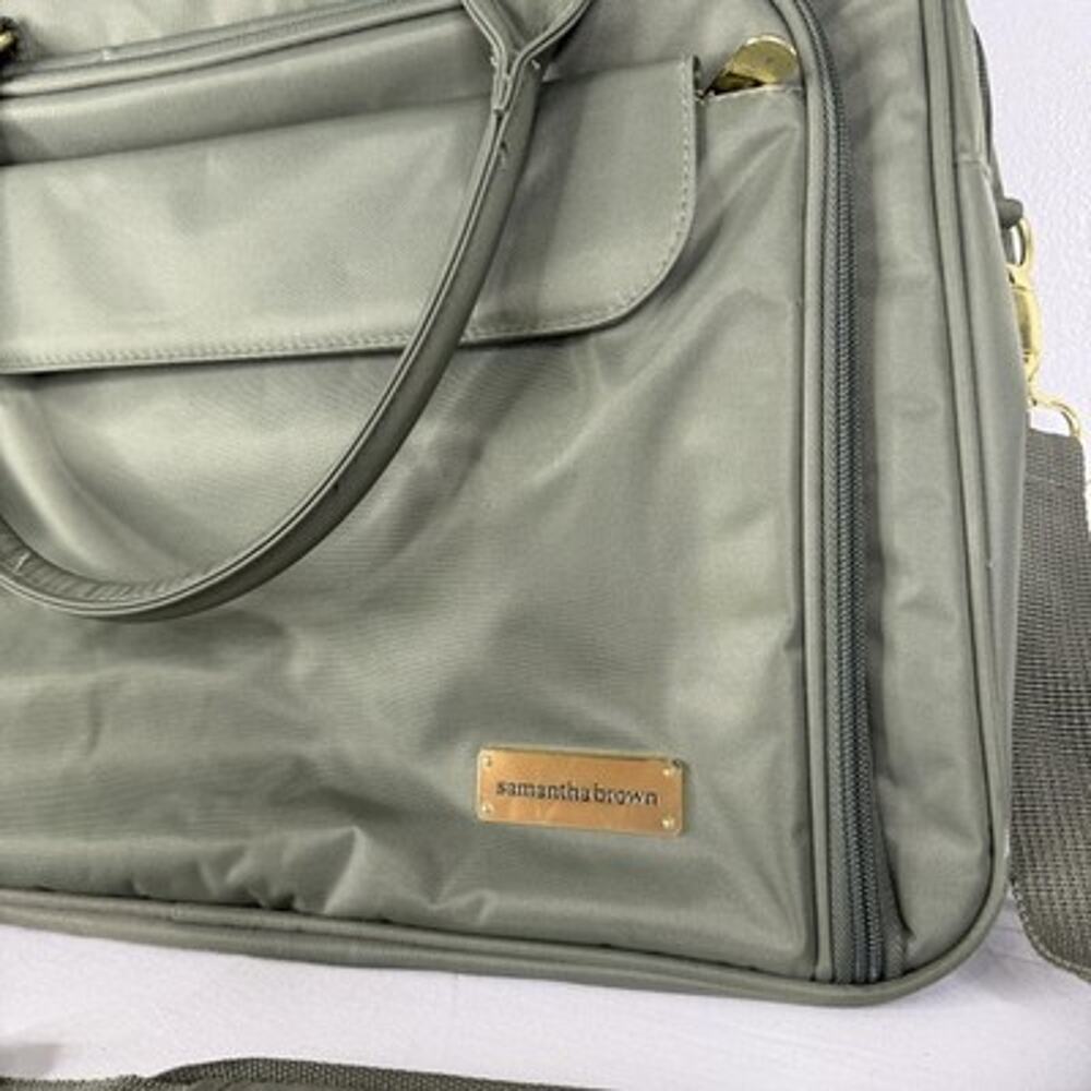 Samantha Brown Laptop Bag Green Large Olive Nylon Shoulder RFID Travel NEW